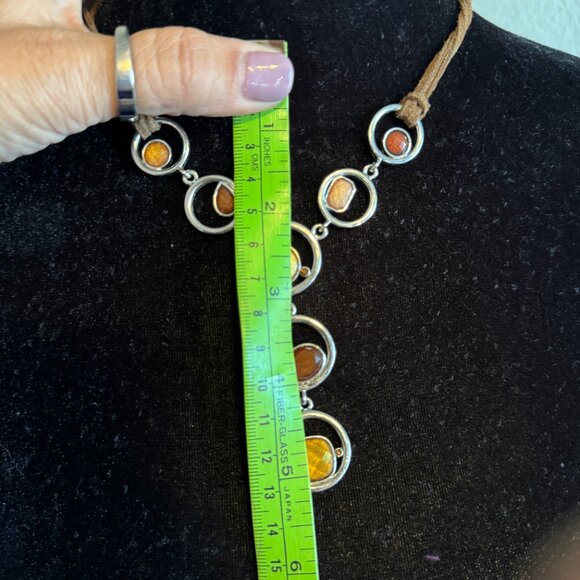 Lia Sophia Amber Circle Pendant Necklace - Picture 2 of 4